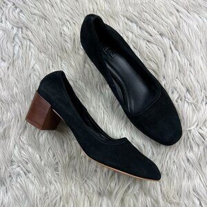 M4DE Suede Block Heel Pumps Round Tie